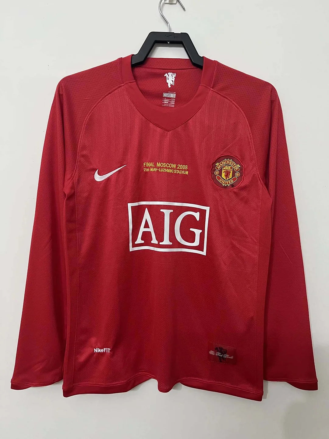 2007–2008 Retro-Langarm-Heimtrikot von Manchester United, 1:1, thailändische Qualität