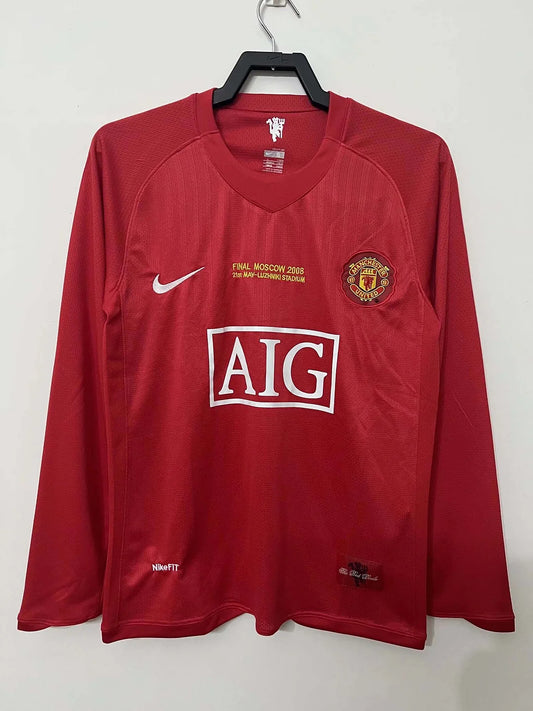 2007-2008 Retro Long Sleeve Manchester United Home Football Shirt