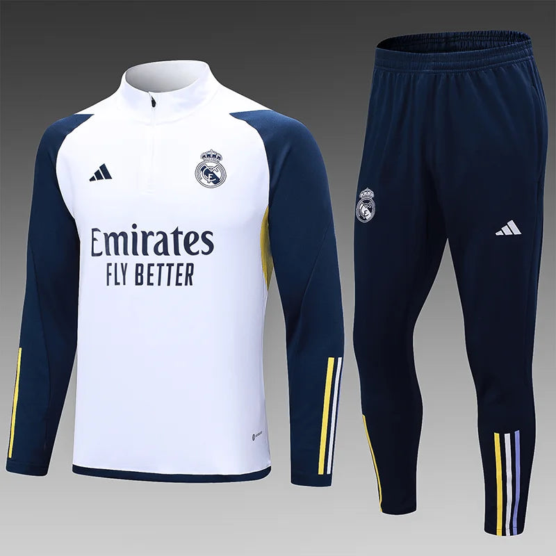 2023/2024 Real Madrid Half-Pull Training Suit White Football track suit