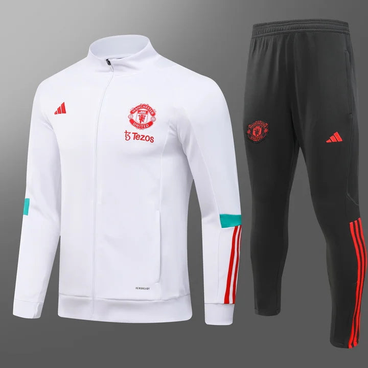 2023/2024 Manchester United Long Zipped Jacket White Football track suit