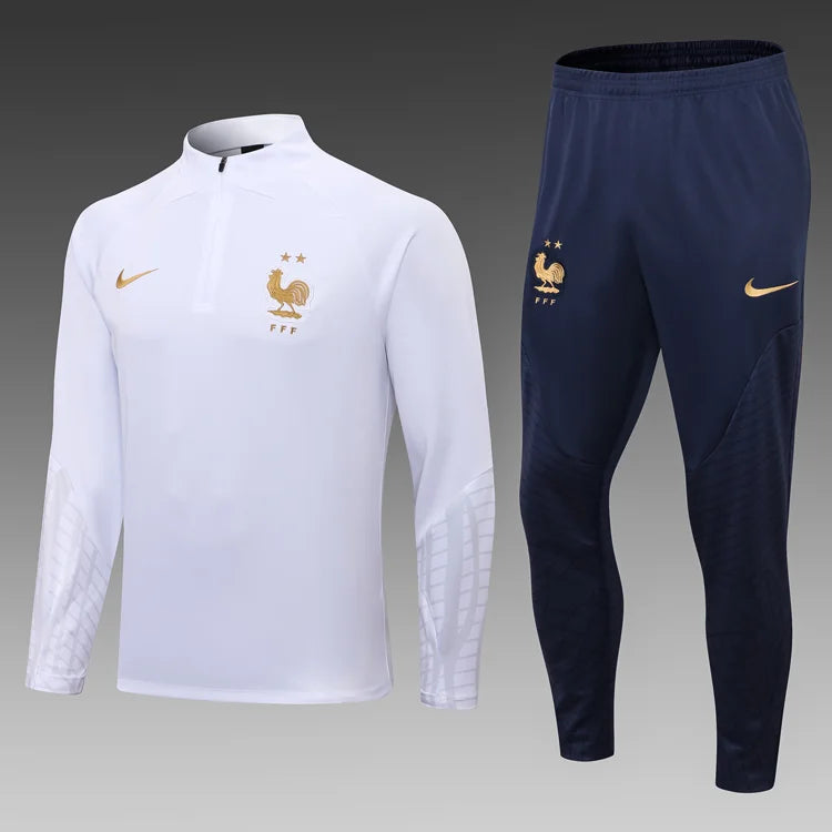 2023 France Half-Pull Training Suit White Football track suit