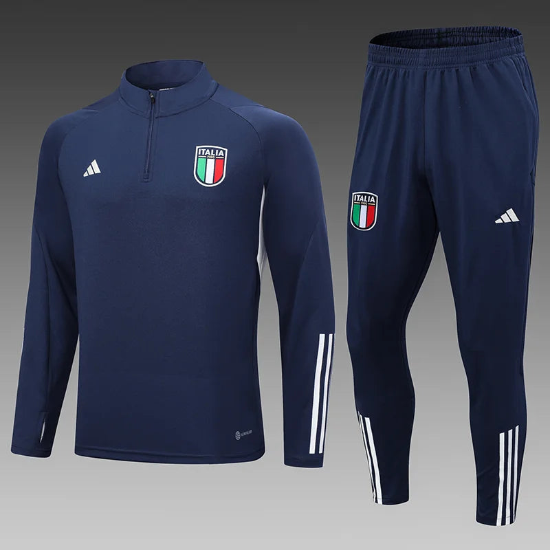 2023 Italy Half-Pull Training Suit Sky Blue Football track suit