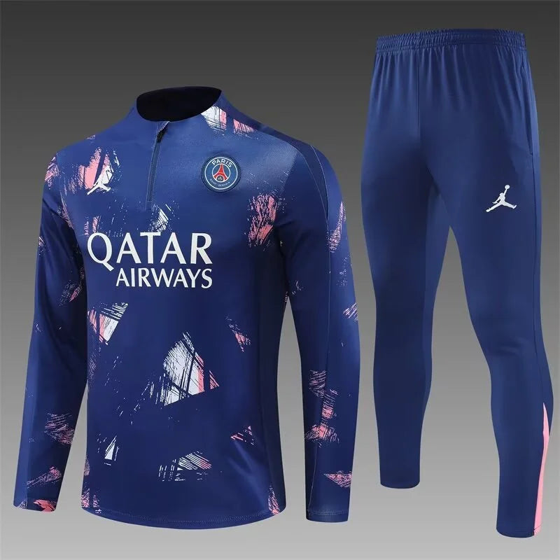 2024/2025 Paris Saint-Germain Half-Pull Training Wear Blue Football Tracksuit