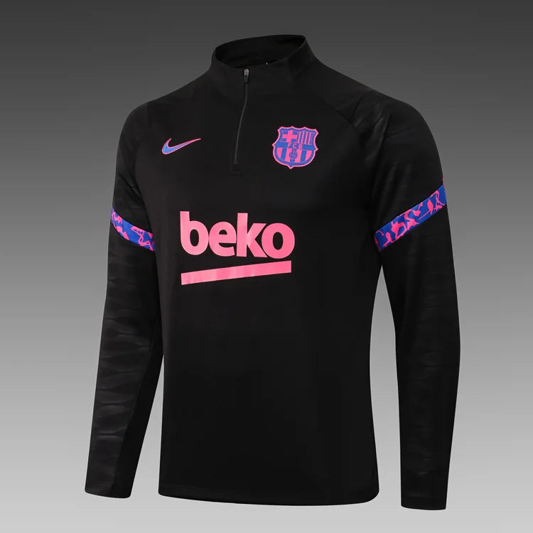 2021/2022 Barcelona Half-Pull Training Suit Black Football track suit