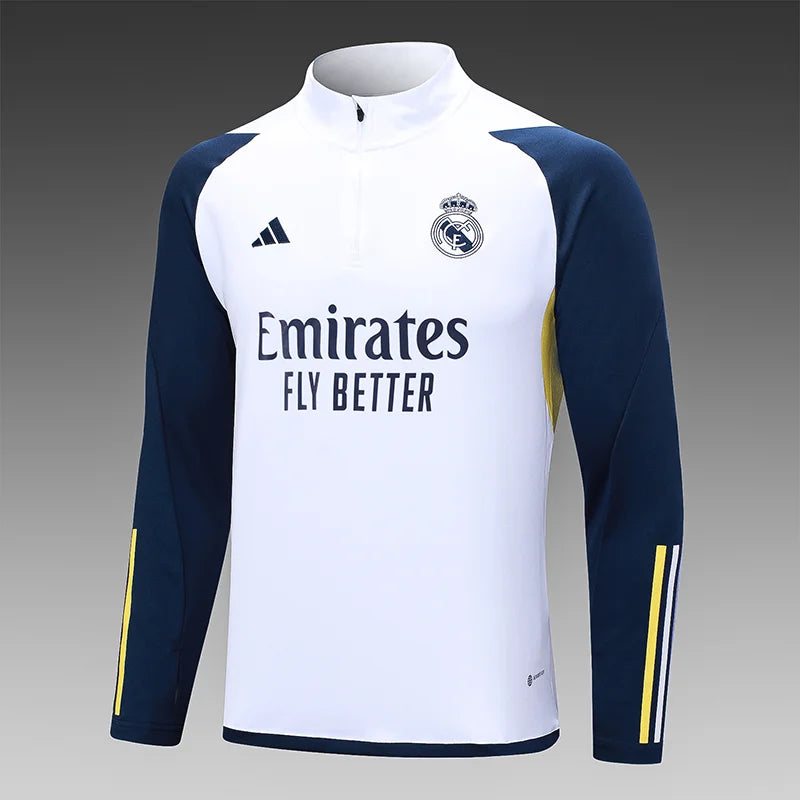 2023/2024 Real Madrid Half-Pull Training Suit White Football track suit