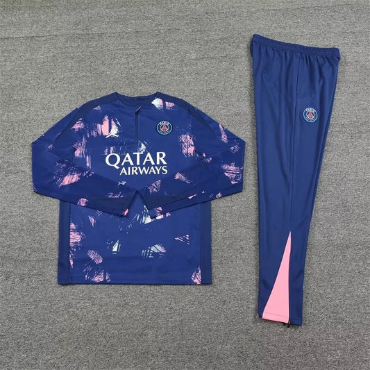 2024/2025 Paris Saint-Germain Half-Pull Training Wear Blue Football Tracksuit