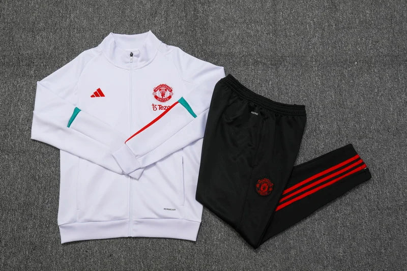 2023/2024 Manchester United Long Zipped Jacket White Football track suit