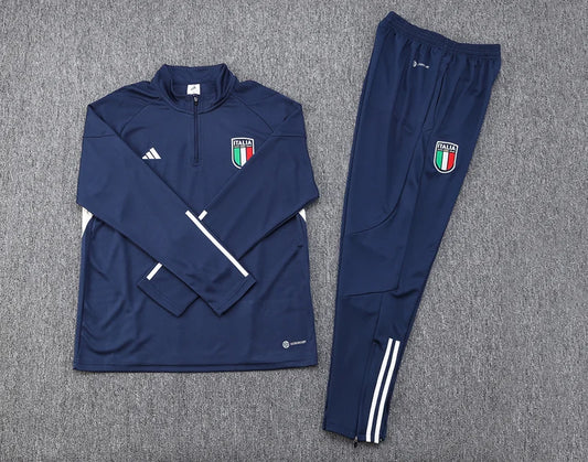 2023 Italy Half-Pull Training Suit Sky Blue Football track suit