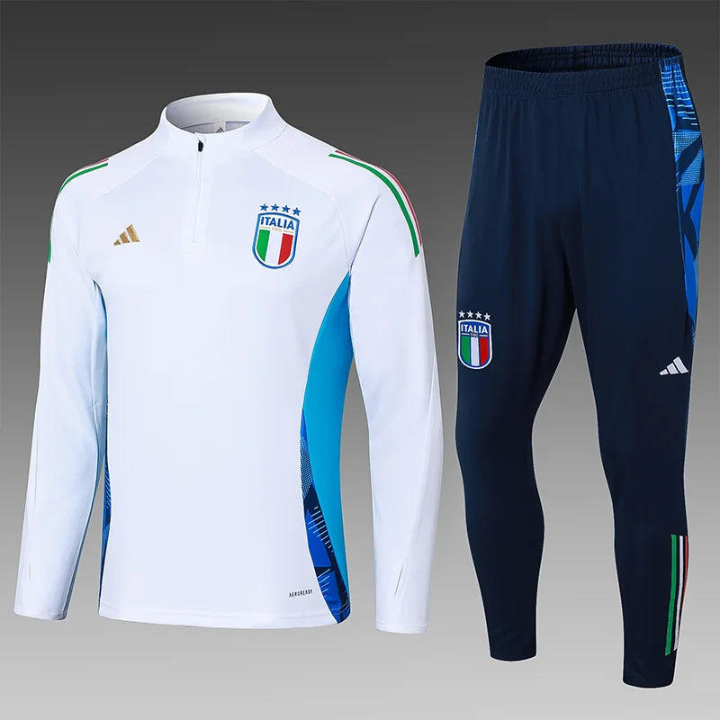 2024 Italy Half-Pull Training Suit White Football track suit