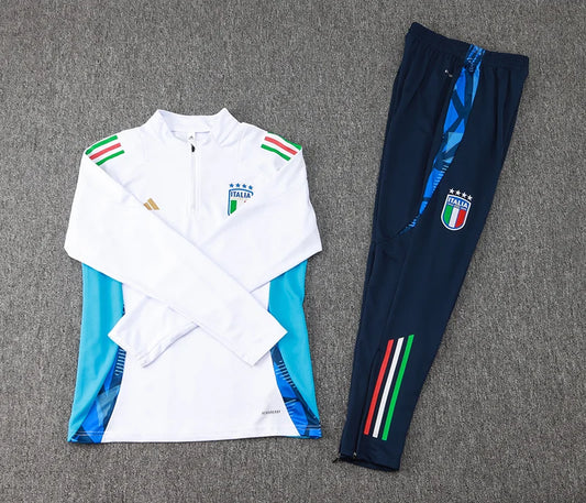 2024 Italy Half-Pull Training Suit White Football track suit