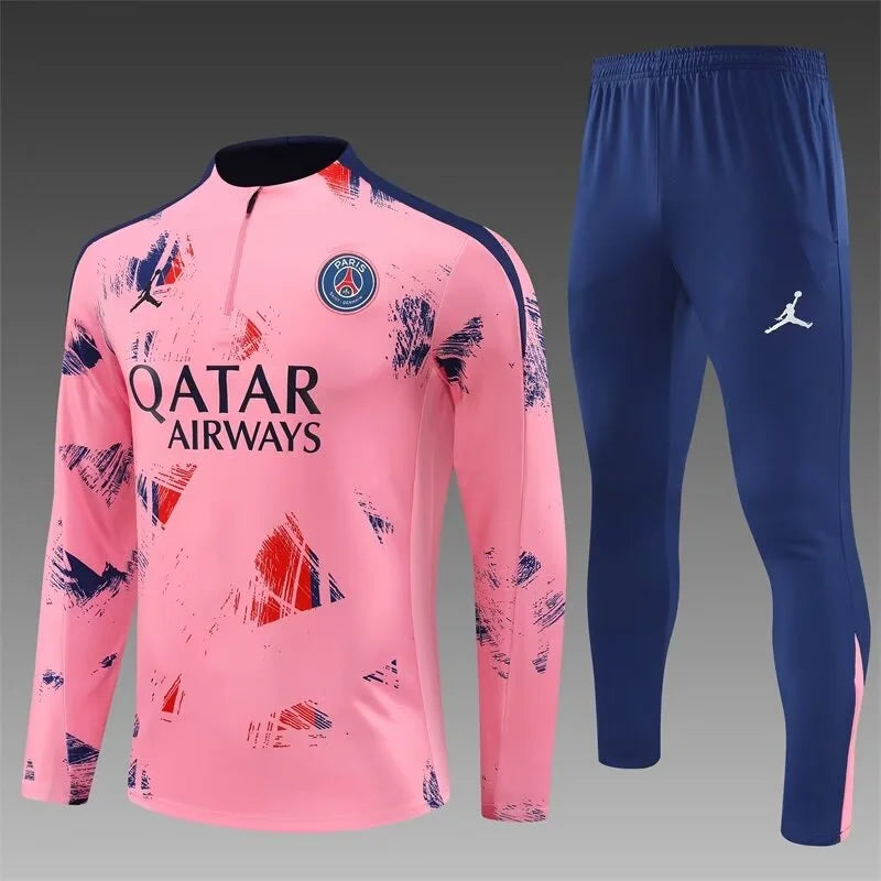 2024/2025 Paris Saint-Germain Half-Pull Training Wear Pink Football Tracksuit