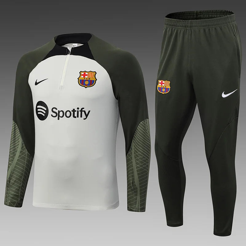 2023/2024 Barcelona Half-Pull Training Suit Light Gray Football track suit