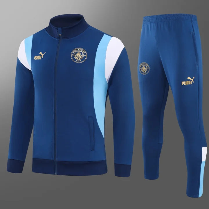 2023/2024 Manchester City Long Zipped Jacket Navy Blue Football track suit