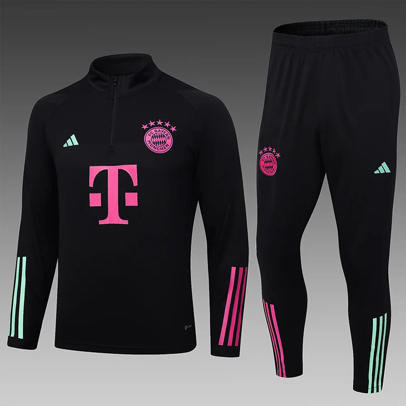 2023/2024 Bayern Munchen Half-Pull Training Suit Black Football track suit