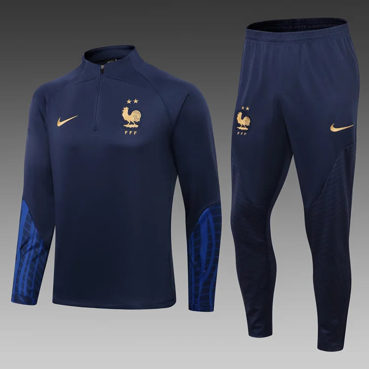 2023 France Half-Pull Training Suit Black Football track suit