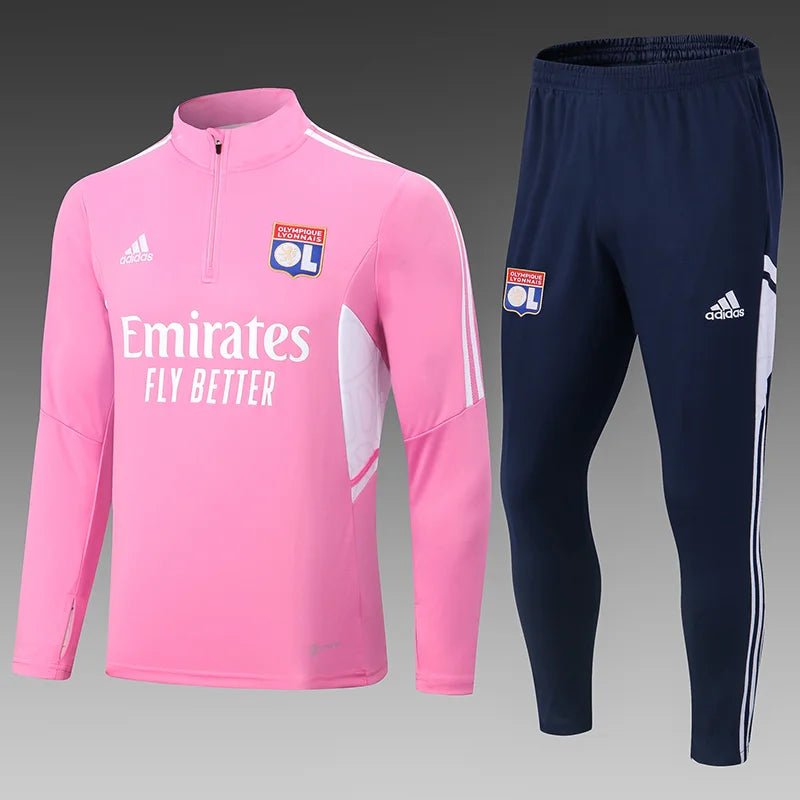 2022/2023 Lyon Half-Pull Training Suit Pink Football track suit