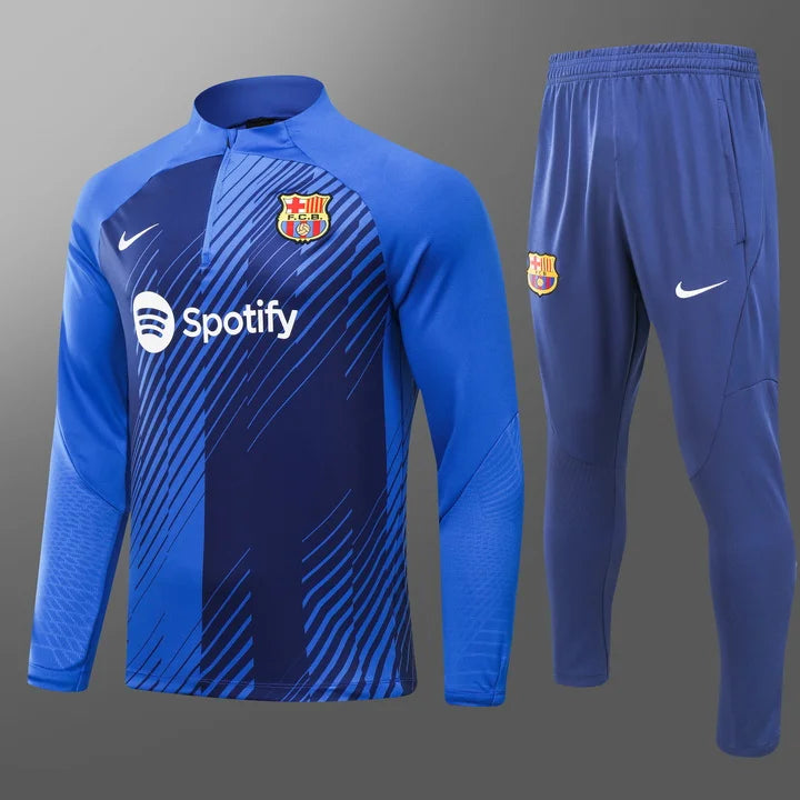 2023/2024 Barcelona Half-Pull Training Suit Blue Football track suit