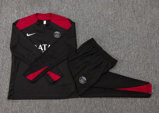 2024/2025 Paris Saint-Germain Half-Pull Training Wear Black Football Tracksuit