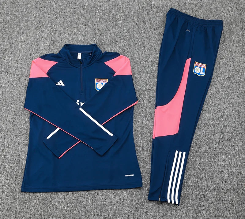 2023/2024 Lyon Half-Pull Training Suit Royal Blue Football track suit