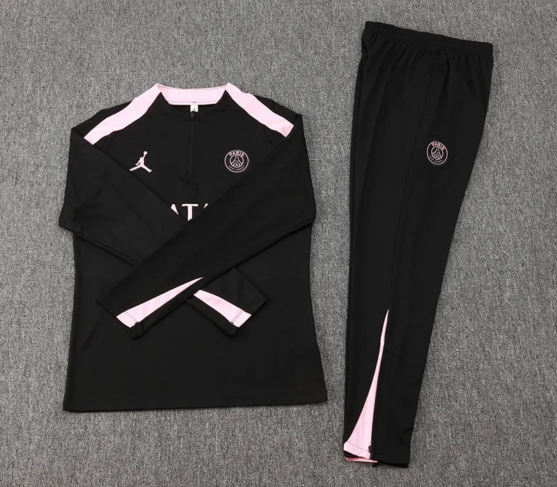 2024/2025 Paris Saint-Germain Half-Pull Training Wear Black Football Tracksuit