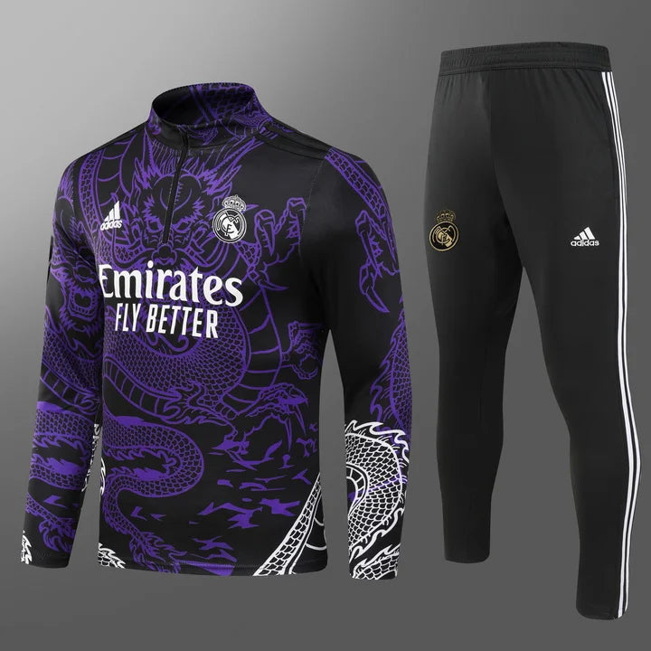 2023/2024 Real Madrid Half-Pull Training Suit Purple Football track suit