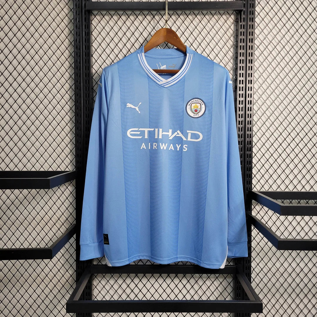 2023/2024 Long Sleeve Manchester City Home Football Shirt