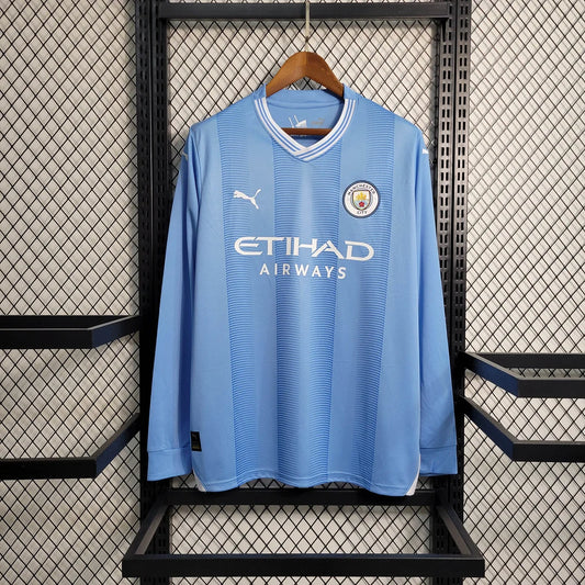 2023/2024 Long Sleeve Manchester City Home Football Shirt