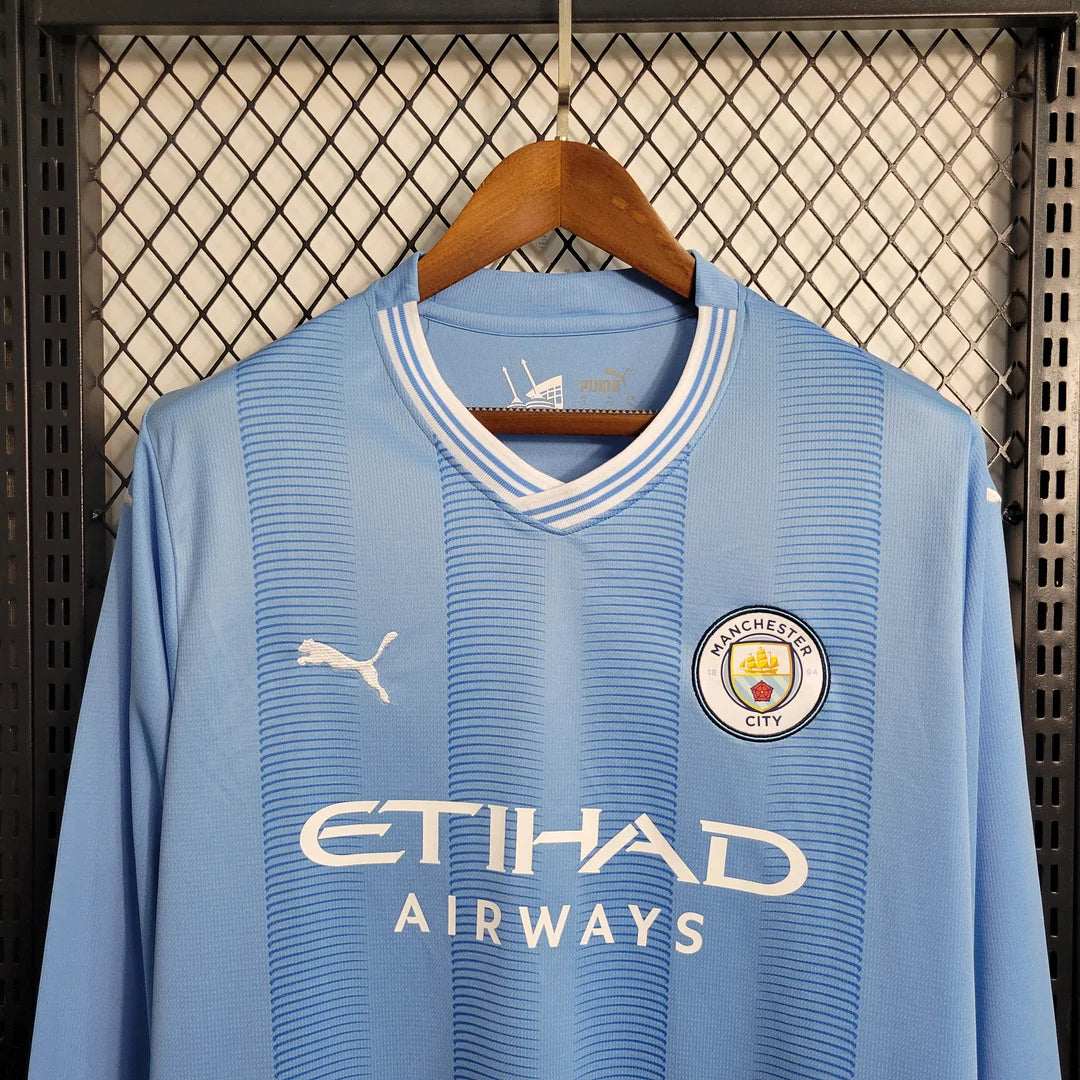 2023/2024 Long Sleeve Manchester City Home Football Shirt