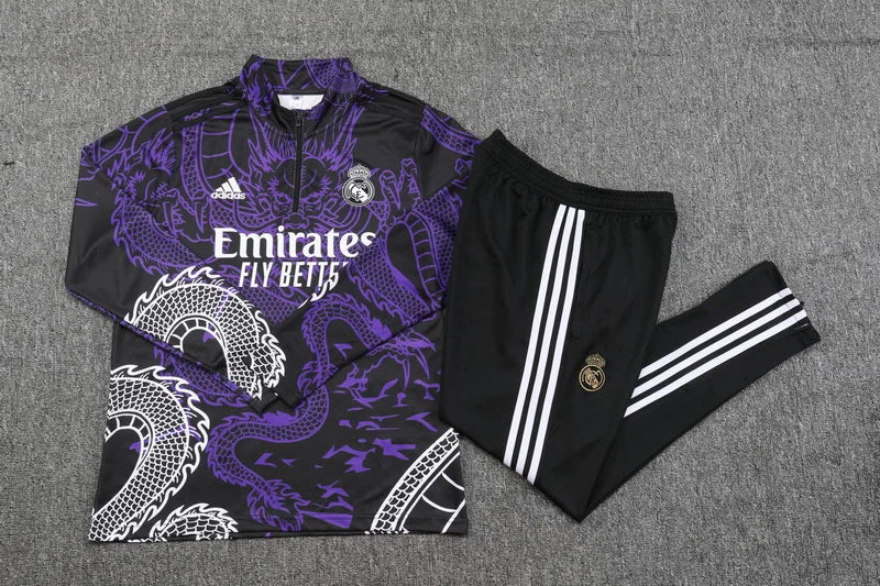 2023/2024 Real Madrid Half-Pull Training Suit Purple Football track suit