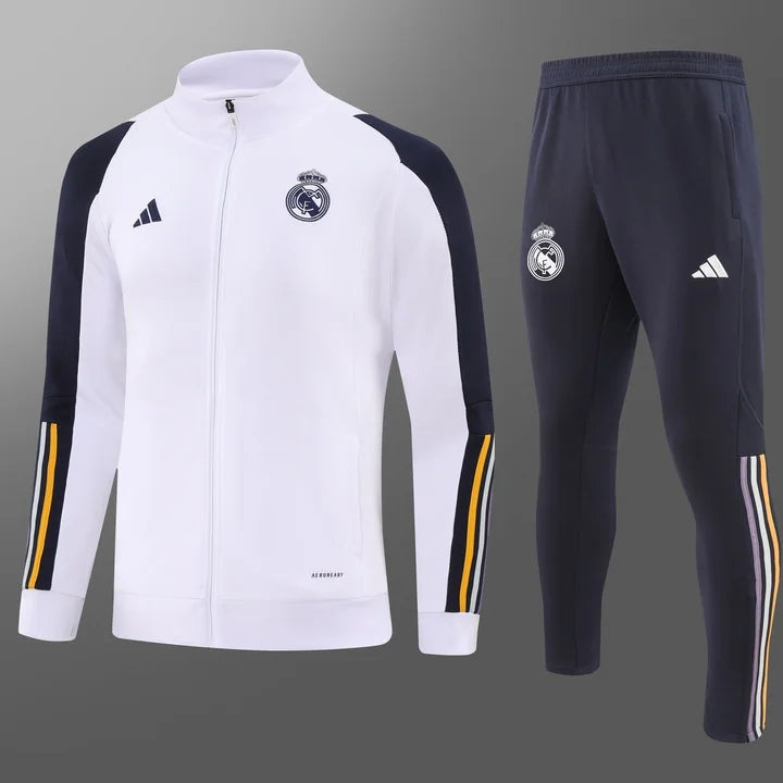 2023/2024 Real Madrid Long Zipped Jacket White Football track suit