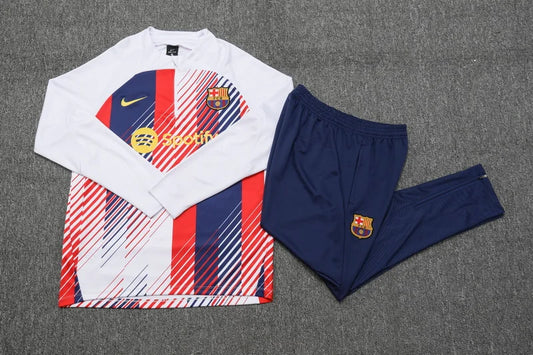 2023/2024 Barcelona Half-Pull Training Suit White Football track suit