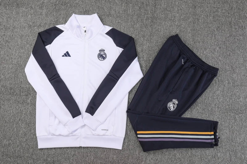 2023/2024 Real Madrid Long Zipped Jacket White Football track suit