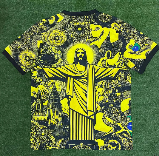 2024 Brazil Special Edition Jesus Yellow Gray Soccer Jersey