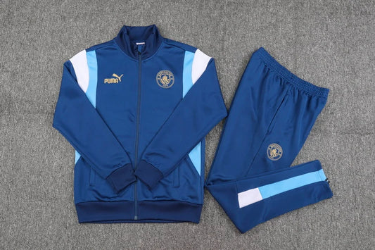 2023/2024 Manchester City Long Zipped Jacket Navy Blue Football track suit