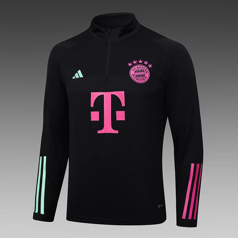 2023/2024 Bayern Munchen Half-Pull Training Suit Black Football track suit