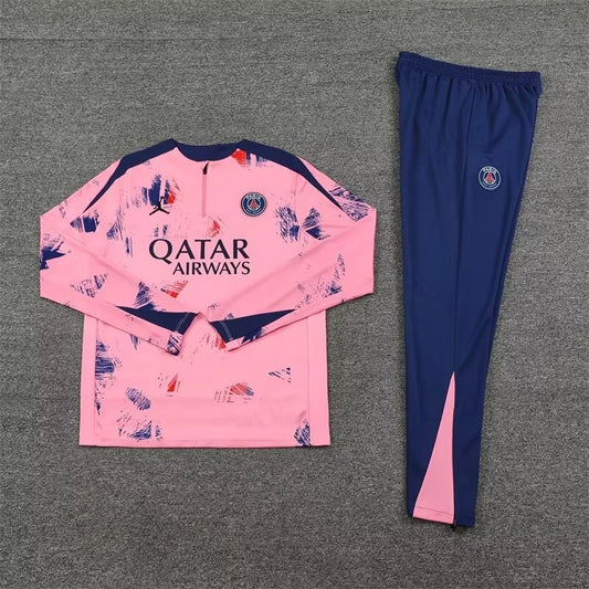 2024/2025 Paris Saint-Germain Half-Pull Training Wear Pink Football Tracksuit