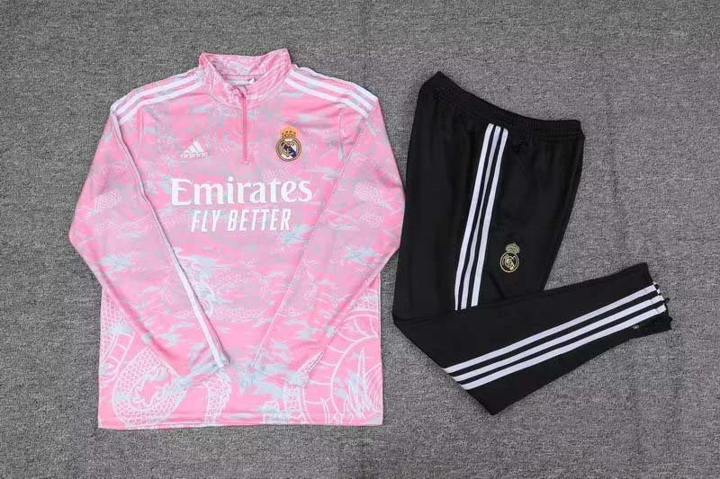 2023/2024 Real Madrid Half-Pull Training Suit Pink Football track suit