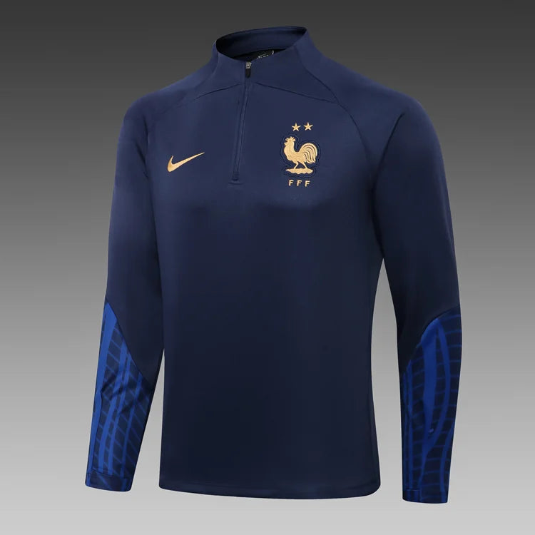 2023 France Half-Pull Training Suit Black Football track suit