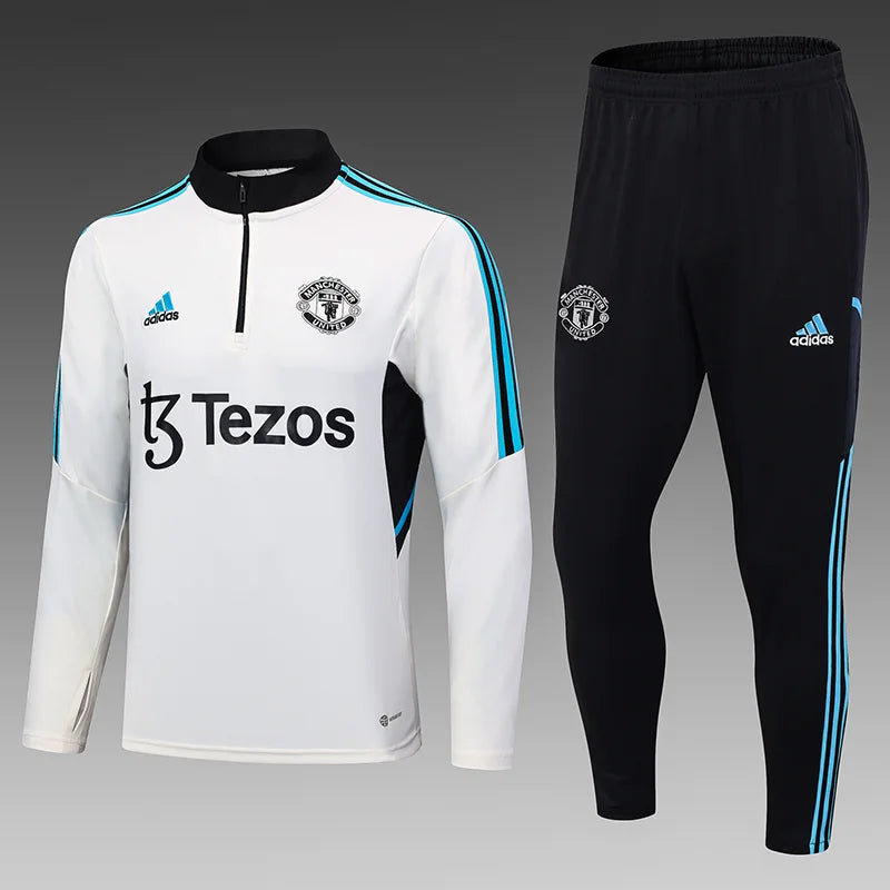 2023/2024 Manchester United Half-Pull Training Suit Off White Football track suit