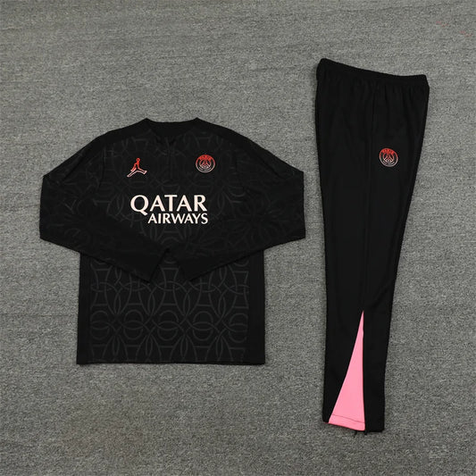 2024/2025 Paris Saint-Germain Half-Pull Training Wear Black Football Tracksuit