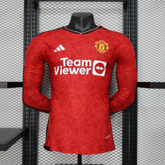 2023/2024 Long Sleeve Player Version Manchester United Home Football Shirt