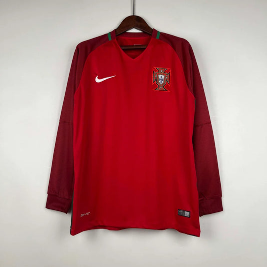 2016 Retro Long Sleeve Portugal Home Football Shirt