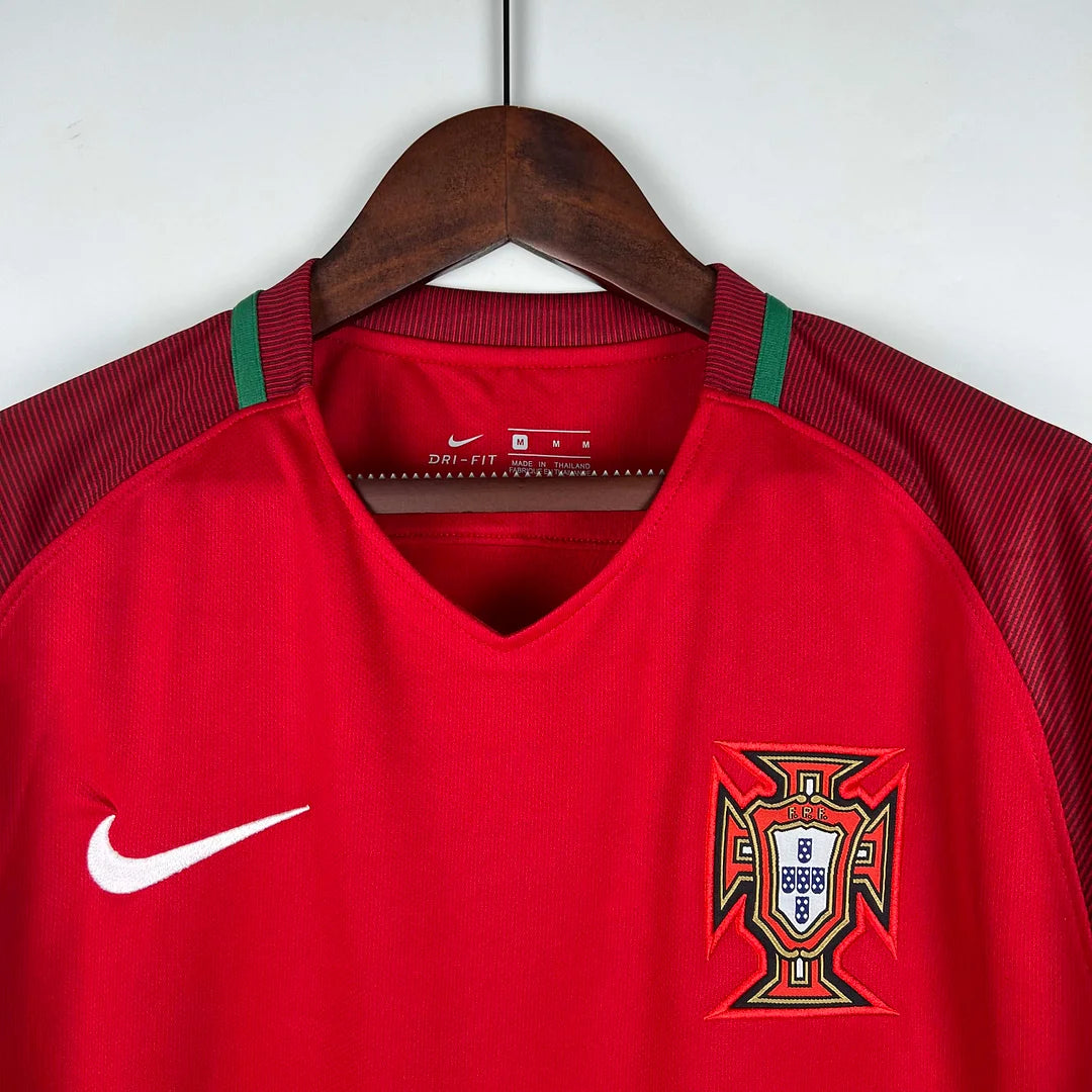 2016 Retro Long Sleeve Portugal Home Football Shirt