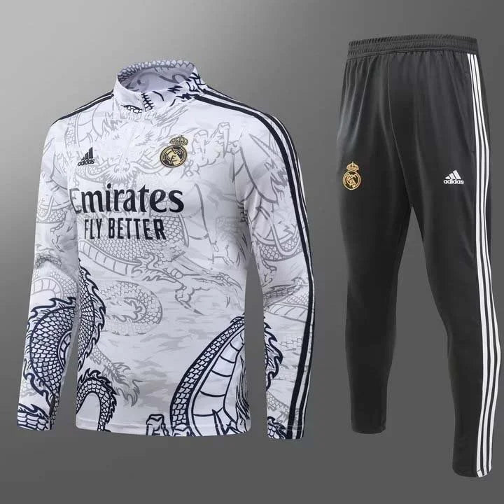 2023/2024 Real Madrid Half-Pull Training Suit White Football track suit