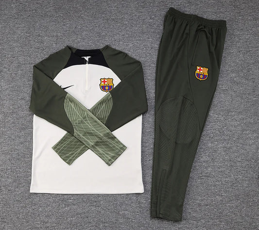 2023/2024 Barcelona Half-Pull Training Suit Light Gray Football track suit