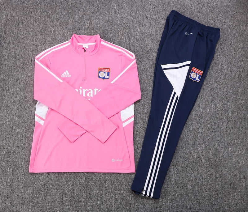 2022/2023 Lyon Half-Pull Training Suit Pink Football track suit