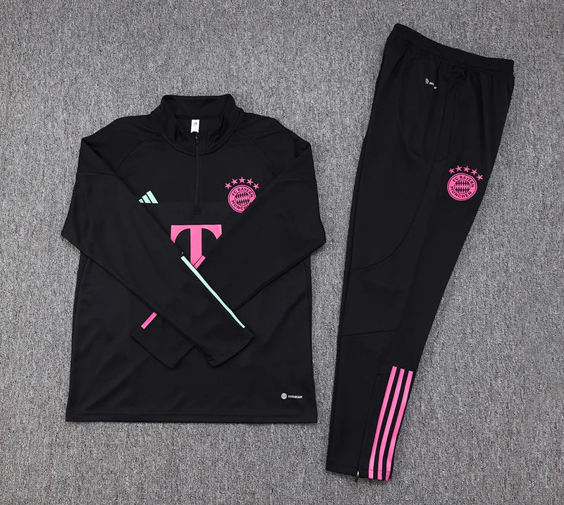 2023/2024 Bayern Munchen Half-Pull Training Suit Black Football track suit