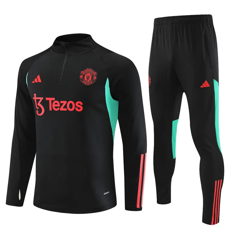 2023/2024 Manchester United Half-Pull Training Suit Black Football track suit