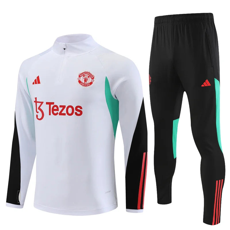 2023/2024 Manchester United Half-Pull Training Suit White Football track suit