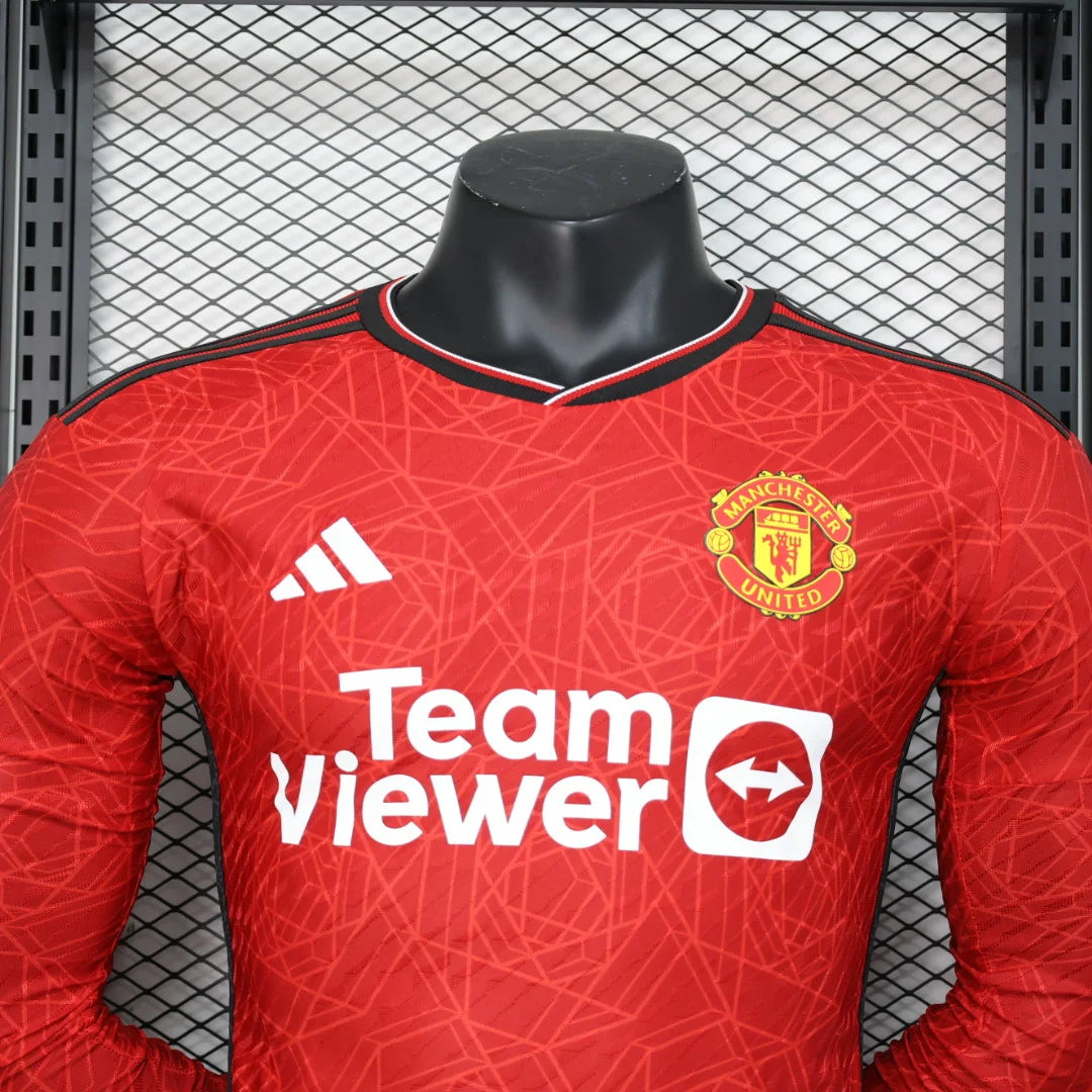 2023/2024 Long Sleeve Player Version Manchester United Home Football Shirt